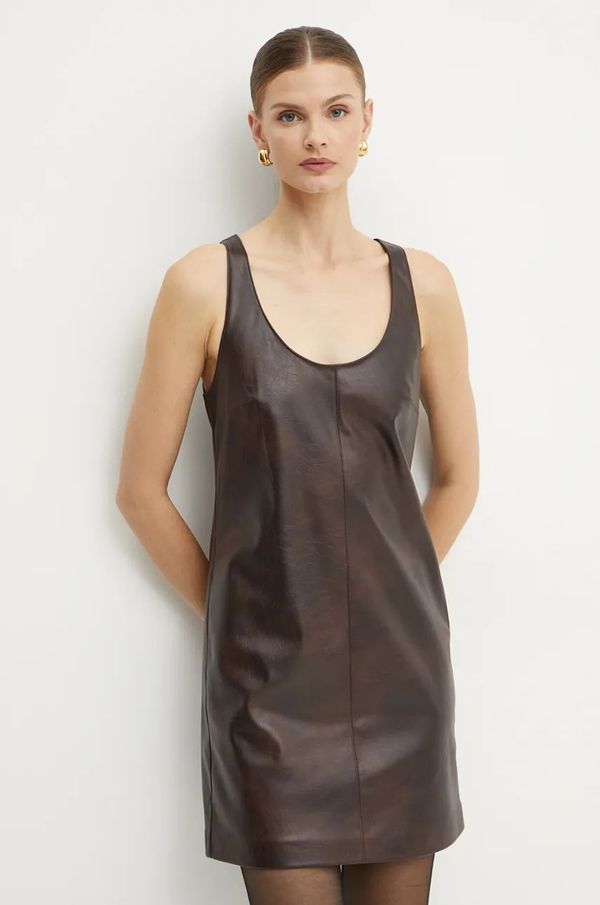 Pinko Haljina Pinko boja: smeđa, mini, ravna, 104397 A27M