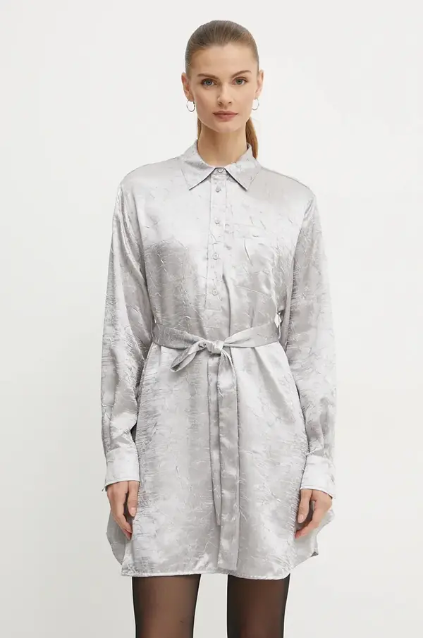 Pinko Haljina Pinko boja: srebrna, mini, širi se prema dolje, 104424 A285
