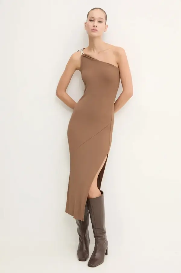 Rick Owens Lilies Haljina Rick Owens Lilies boja: smeđa, midi, uska, LI02D5534CVI