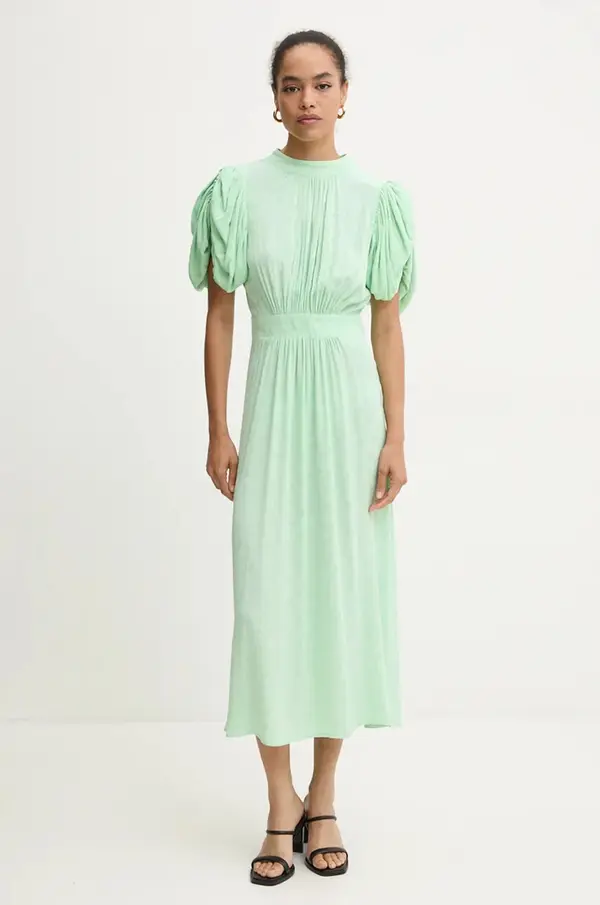 Rotate Haljina Rotate Midi Puff Sleeve Dress boja: zelena, midi, širi se prema dolje, 1127662981