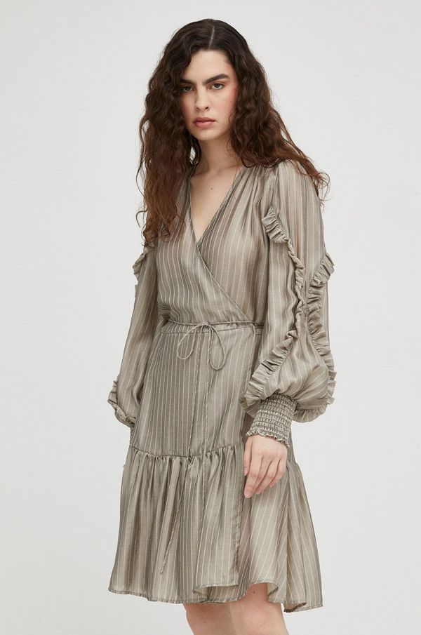 Bruuns Bazaar Haljina s dodatkom lana Bruuns Bazaar boja: bež, mini, širi se prema dolje