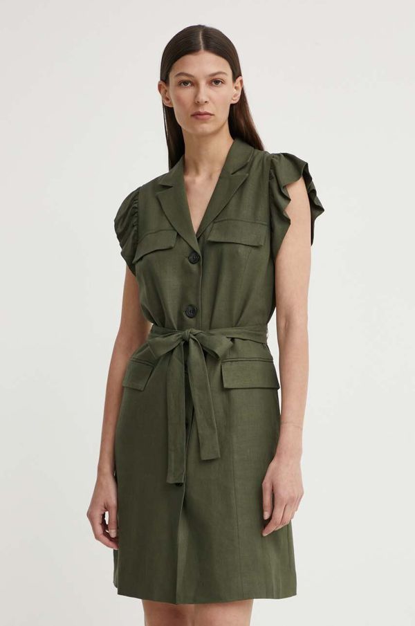 Bruuns Bazaar Haljina s dodatkom lana Bruuns Bazaar OxalisBBGaia dress boja: zelena, mini, ravna, BBW3939