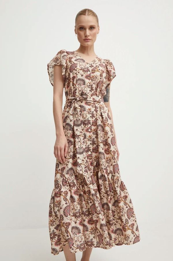 Bruuns Bazaar Haljina s dodatkom lana Bruuns Bazaar ZeodaryBBMaysie dress boja: ružičasta, maxi, širi se prema dolje, BBW3934