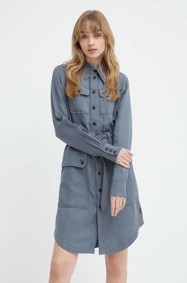 G-Star Raw Haljina s dodatkom lana G-Star Raw boja: siva, mini, širi se prema dolje