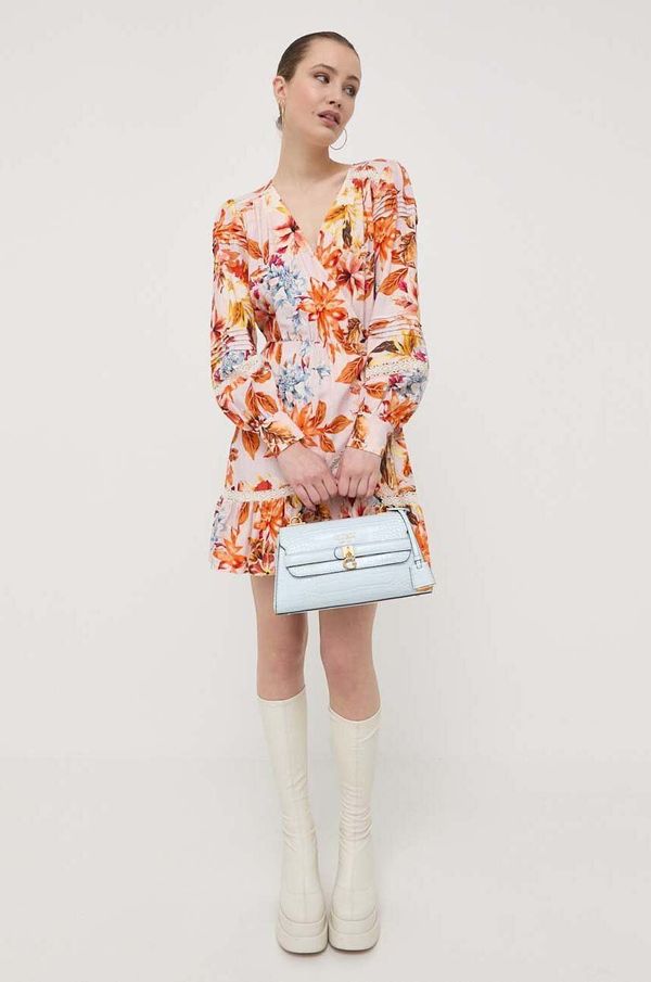 Guess Haljina s dodatkom lana Guess boja: narančasta, mini, širi se prema dolje