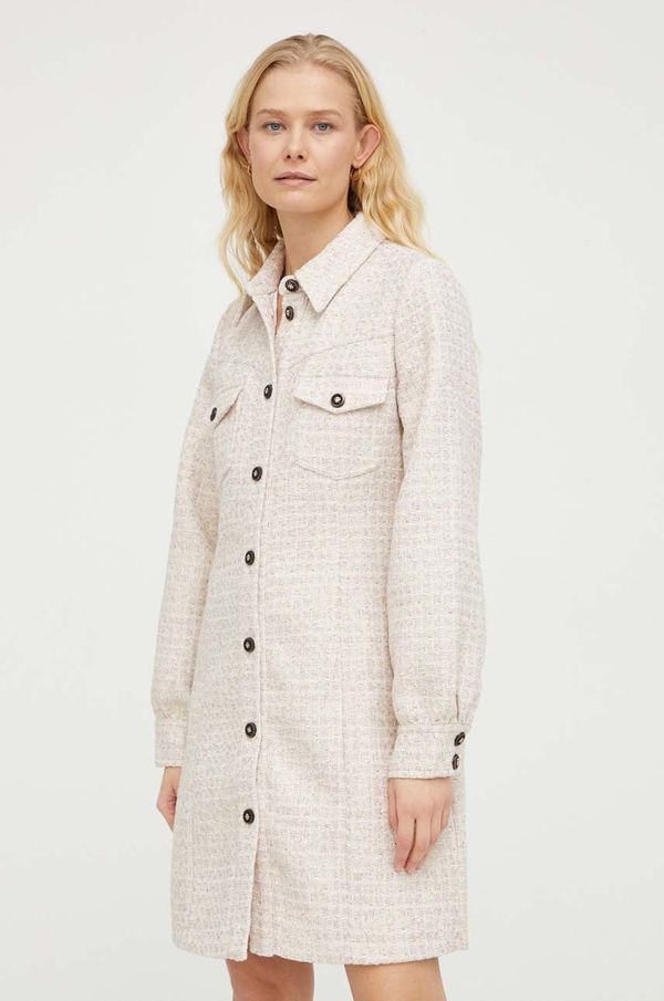 Bruuns Bazaar Haljina s primjesom vune Bruuns Bazaar boja: bež, mini, ravna