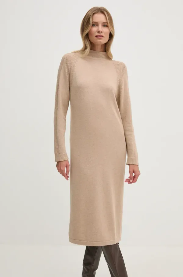 United Colors of Benetton Haljina s primjesom vune United Colors of Benetton boja: bež, midi, oversize, 1235DV01T