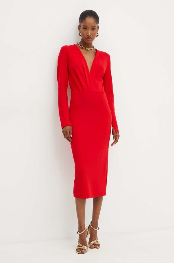 Silvian Heach Haljina Silvian Heach CLAUSDINE boja: crvena, midi, uska, GPA24003VE