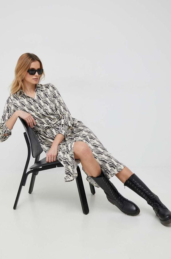 Sisley Haljina Sisley boja: bež, midi, ravna