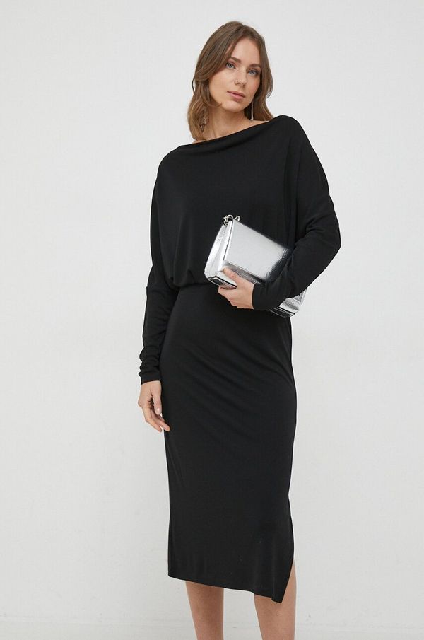 Sisley Haljina Sisley boja: crna, midi, oversize