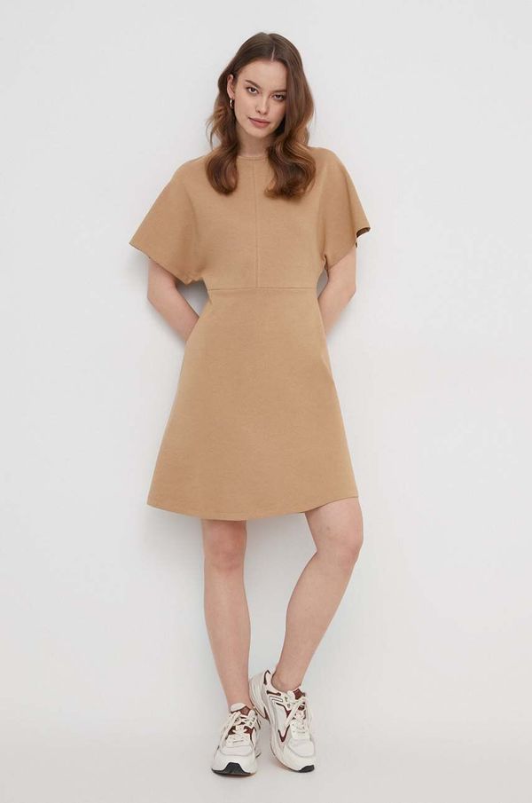 Tommy Hilfiger Haljina Tommy Hilfiger boja: bež, mini, širi se prema dolje, WW0WW41271