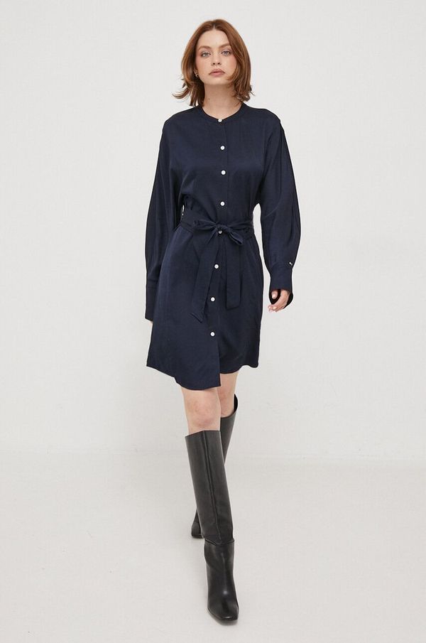 Tommy Hilfiger Haljina Tommy Hilfiger boja: tamno plava, mini, širi se prema dolje
