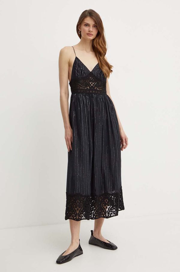 Twinset Haljina Twinset boja: crna, maxi, širi se prema dolje