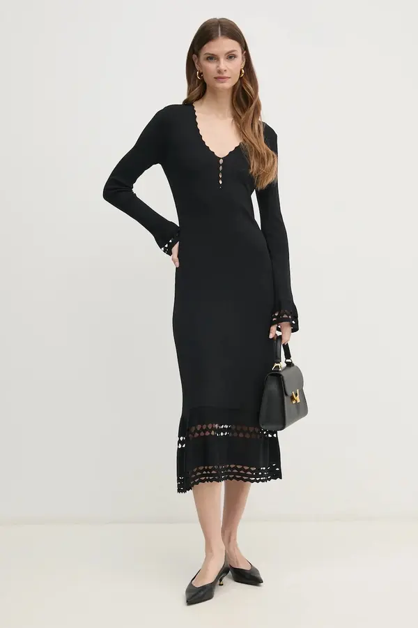 Twinset Haljina Twinset boja: crna, midi, ravna, 251TP3050