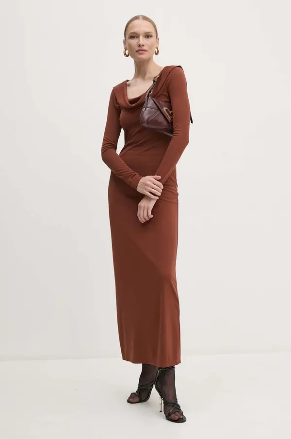 Twinset Haljina Twinset boja: smeđa, maxi, uska, 242TF2150