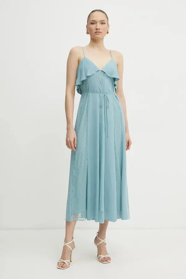 Twinset Haljina Twinset boja: tirkizna, maxi, širi se prema dolje, 251TP2412