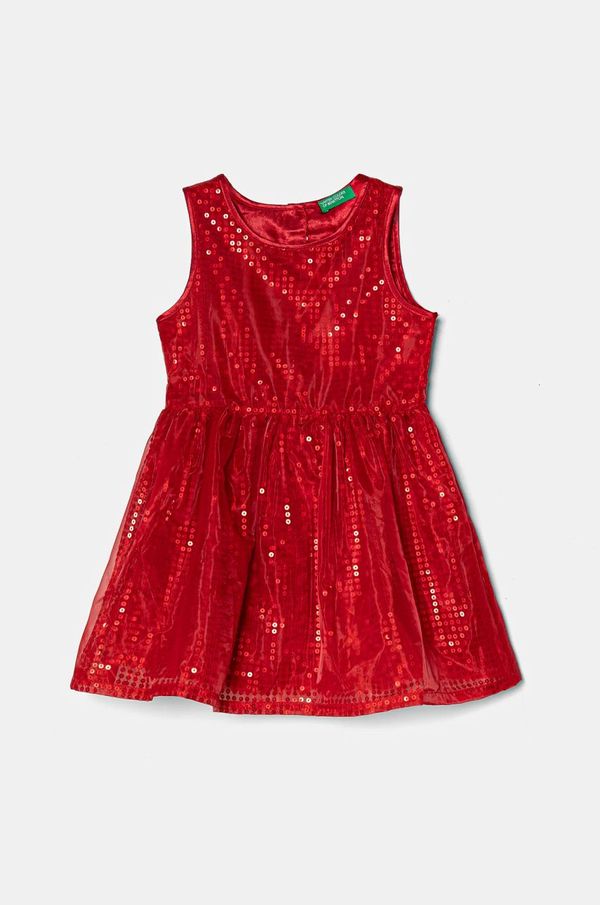 United Colors of Benetton Haljina United Colors of Benetton boja: crvena, mini, širi se prema dolje, 42R4GV01Z