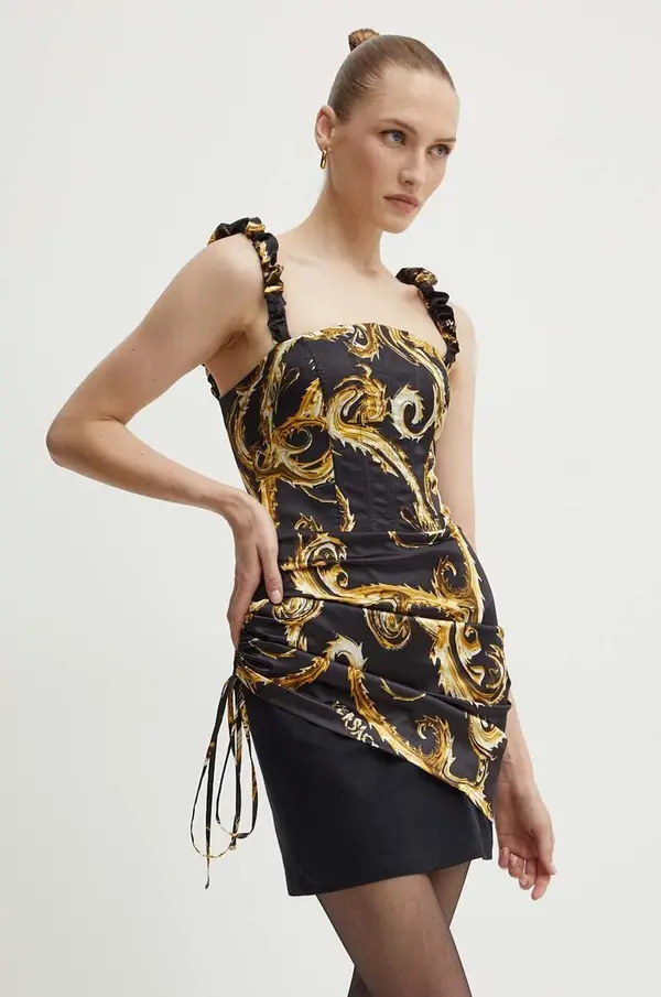 Versace Haljina Versace Jeans Couture boja: crna, mini, ravna, 77HAO911 NS520