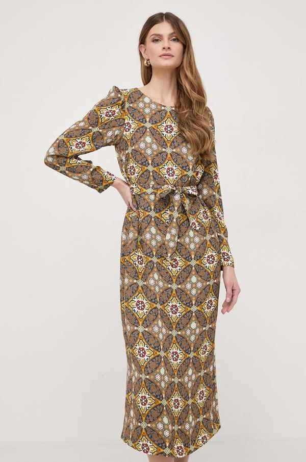 Weekend Max Mara Haljina Weekend Max Mara boja: žuta, midi, širi se prema dolje