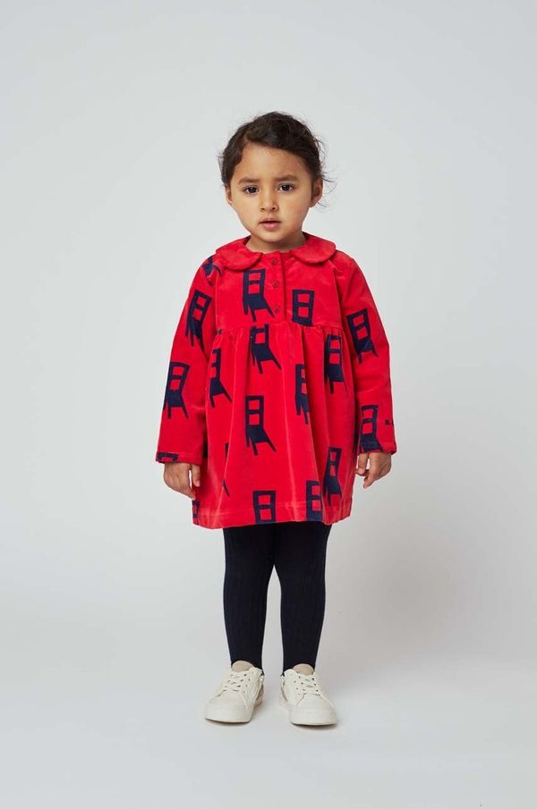 Bobo Choses Haljina za bebe Bobo Choses boja: crvena, mini, širi se prema dolje