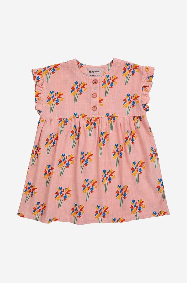 Bobo Choses Haljina za bebe Bobo Choses boja: ružičasta, mini, širi se prema dolje