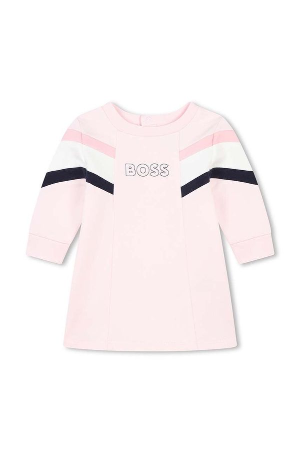 Boss Haljina za bebe BOSS boja: ružičasta, mini, širi se prema dolje, J51077