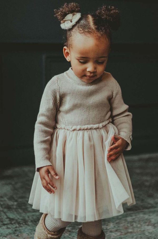 Donsje Haljina za bebe Donsje Lotus Dress boja: bež, mini, širi se prema dolje, 4043900