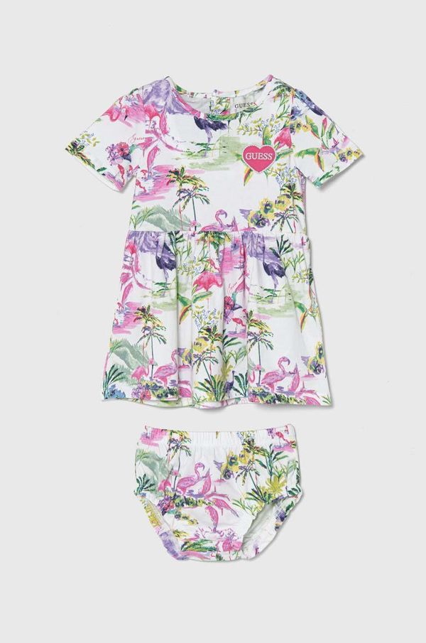 Guess Haljina za bebe Guess boja: zelena, mini, širi se prema dolje