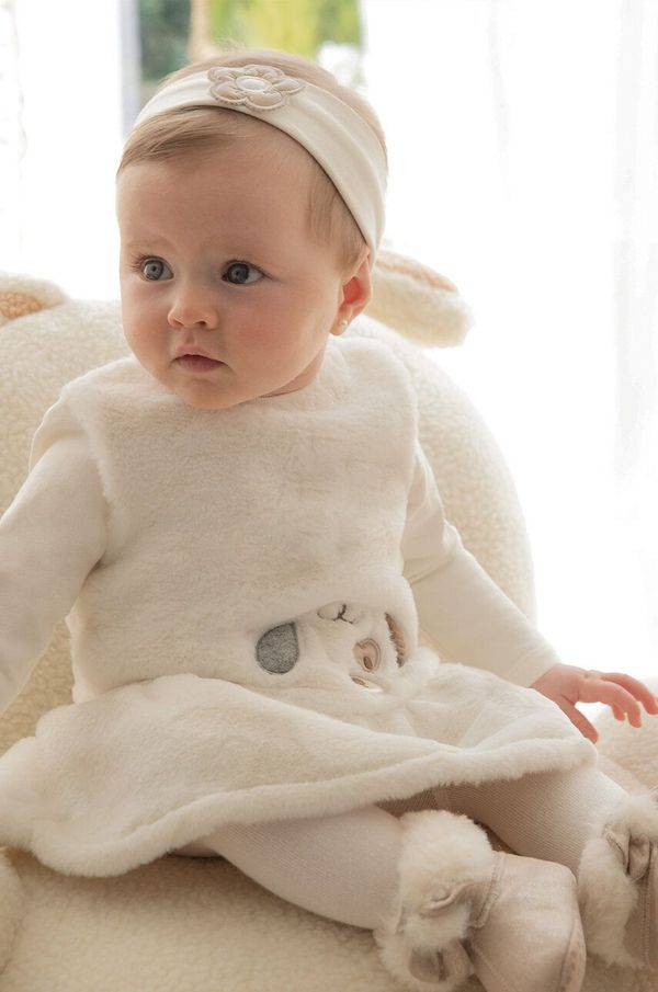 Mayoral Newborn Haljina za bebe Mayoral Newborn boja: bež, mini, širi se prema dolje, 2890