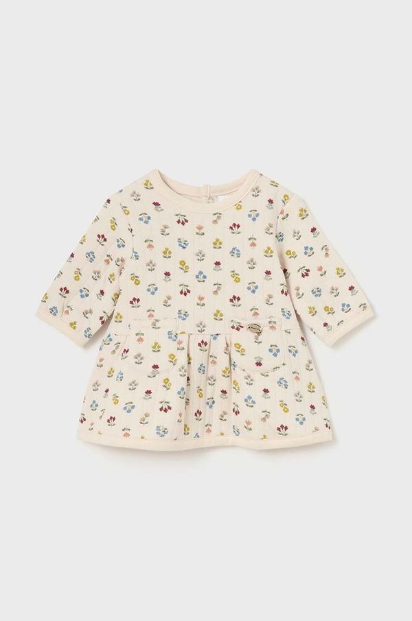 Mayoral Newborn Haljina za bebe Mayoral Newborn boja: bež, mini, širi se prema dolje, 2894