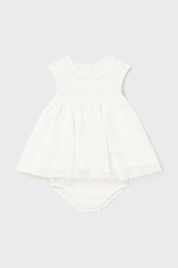 Mayoral Newborn Haljina za bebe Mayoral Newborn boja: bež, mini, širi se prema dolje