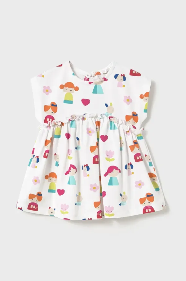 Mayoral Newborn Haljina za bebe Mayoral Newborn boja: bijela, mini, širi se prema dolje, 1870