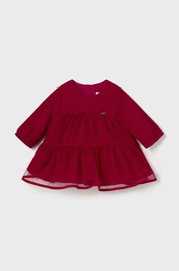 Mayoral Newborn Haljina za bebe Mayoral Newborn boja: crvena, mini, širi se prema dolje, 2805
