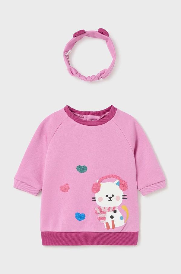 Mayoral Newborn Haljina za bebe Mayoral Newborn boja: ružičasta, mini, ravna, 2812