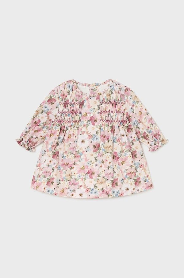 Mayoral Newborn Haljina za bebe Mayoral Newborn boja: ružičasta, mini, ravna, 2882