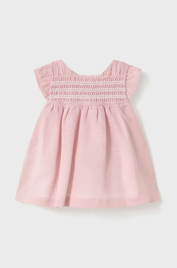 Mayoral Newborn Haljina za bebe Mayoral Newborn boja: ružičasta, mini, širi se prema dolje, 1846