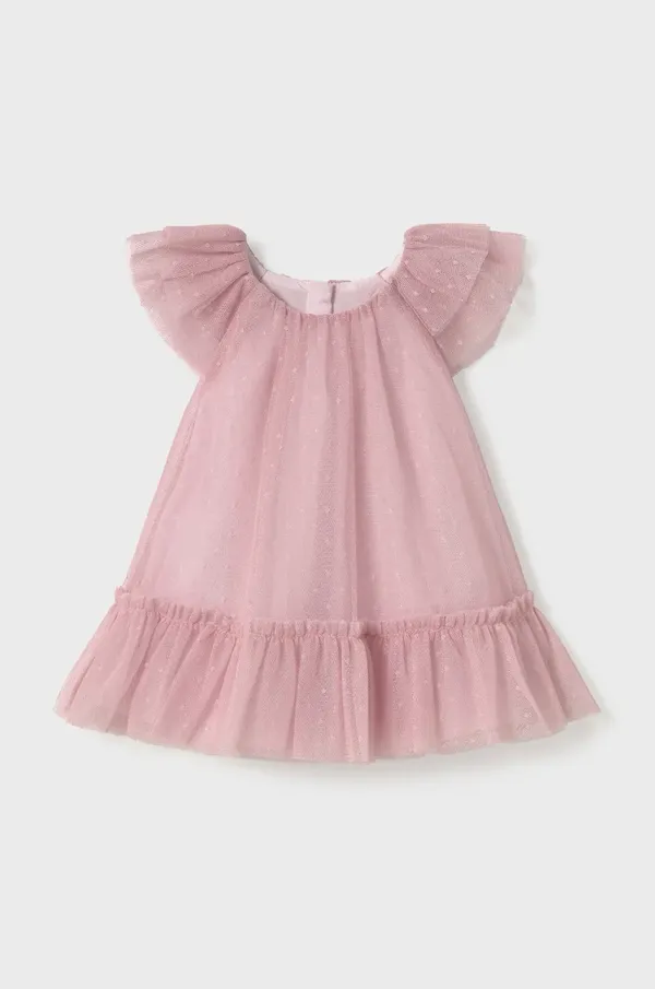 Mayoral Newborn Haljina za bebe Mayoral Newborn boja: ružičasta, mini, širi se prema dolje, 1850