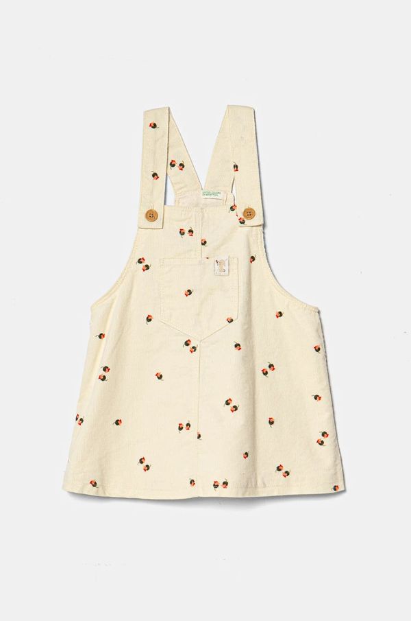 United Colors of Benetton Haljina za bebe od samta United Colors of Benetton boja: bež, mini, ravna, 40CYAT016