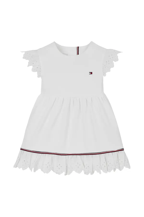 Tommy Hilfiger Haljina za bebe Tommy Hilfiger boja: bijela, mini, širi se prema dolje, KN0KN02046