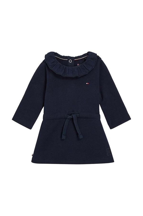 Tommy Hilfiger Haljina za bebe Tommy Hilfiger boja: tamno plava, mini, širi se prema dolje