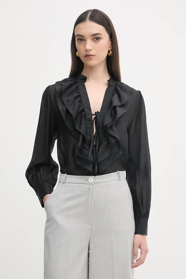 Haveone Haveone bluza s volanima ženska s lyocellom