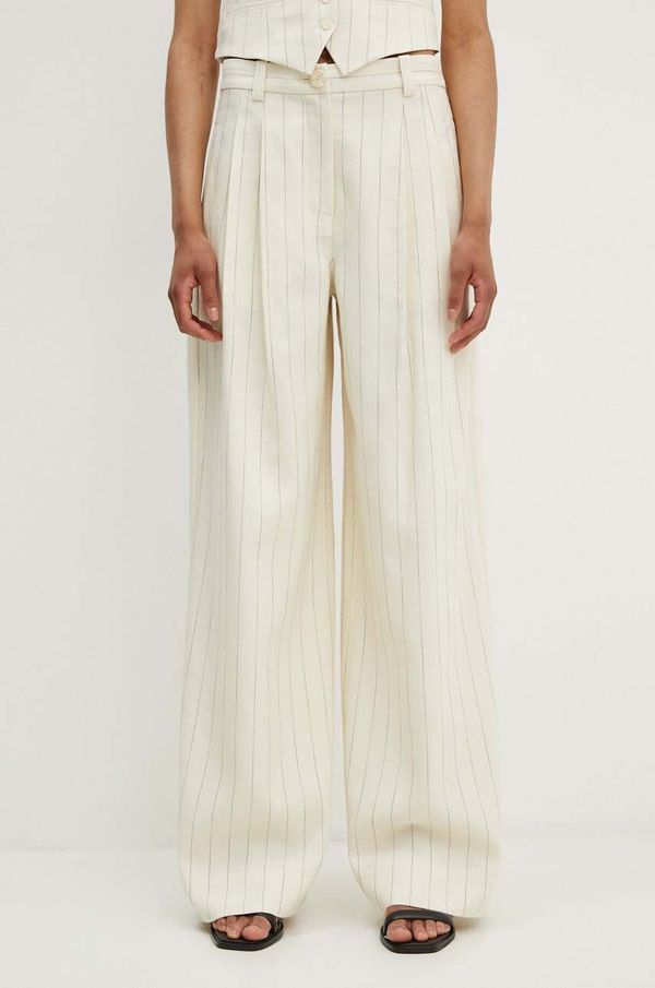 A.L.C. Hlače A.L.C. Alfie za žene, boja: bež, široke, visoki struk, 2PANT01026