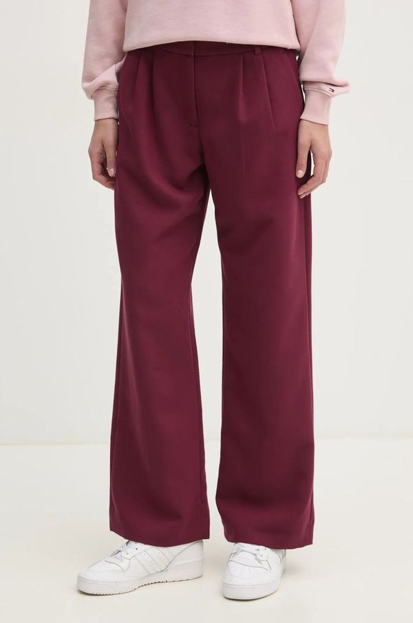 Abercrombie & Fitch Hlače Abercrombie & Fitch za žene, boja: bordo, ravni kroj, visoki struk, KI156-4475