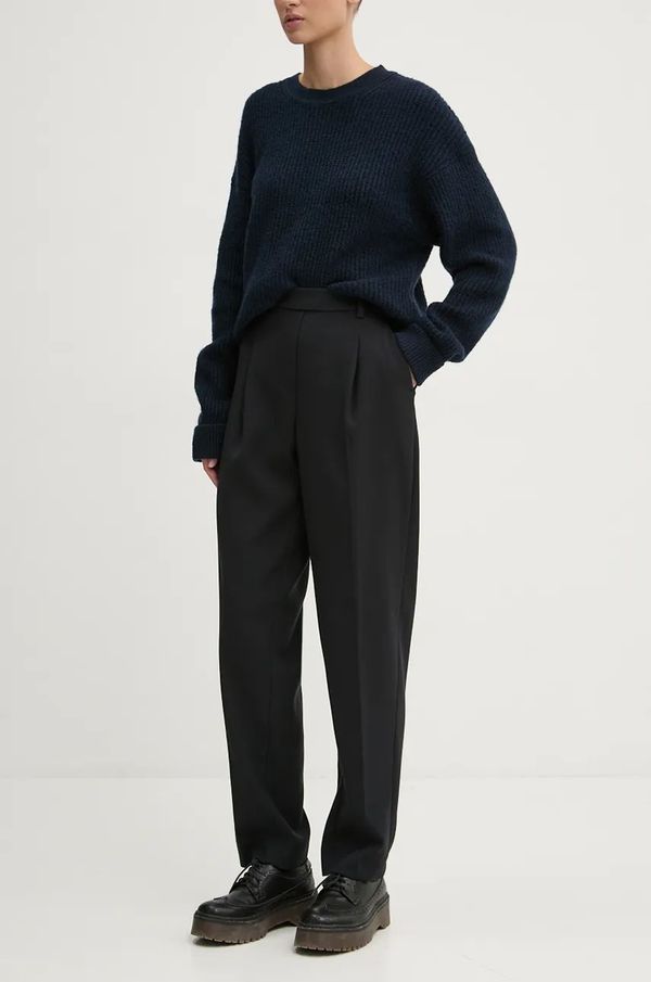 Abercrombie & Fitch Hlače Abercrombie & Fitch za žene, boja: crna, ravni kroj, visoki struk, KI156-4443