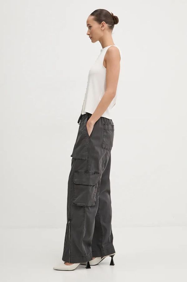 Abercrombie & Fitch Hlače Abercrombie & Fitch za žene, boja: siva, cargo kroj, visoki struk, KI156-4435