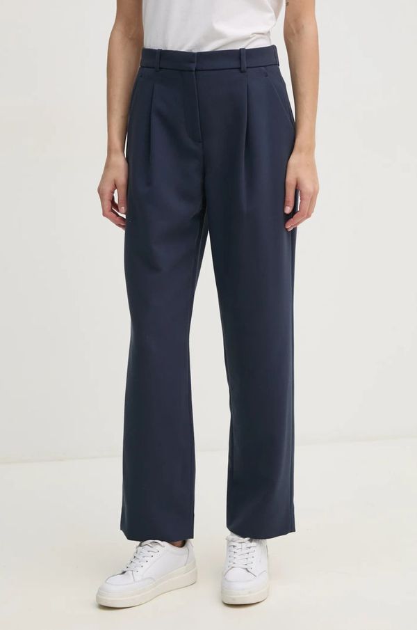 Abercrombie & Fitch Hlače Abercrombie & Fitch za žene, boja: tamno plava, ravni kroj, visoki struk, KI156-4360