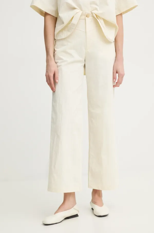 Aeron Hlače AERON BLADE za žene, boja: bež, široke, visoki struk, PA314537