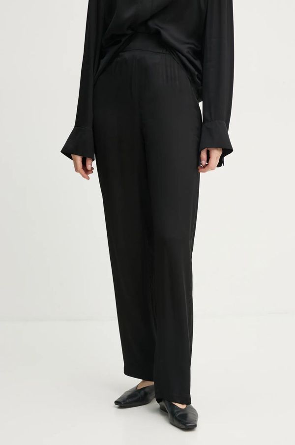 Aeron Hlače AERON COUGAR za žene, boja: crna, široke, visoki struk, PA310555