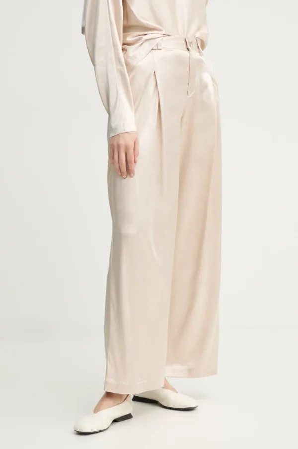 Aeron Hlače AERON WELLEN za žene, boja: bež, široke, visoki struk, PA249558