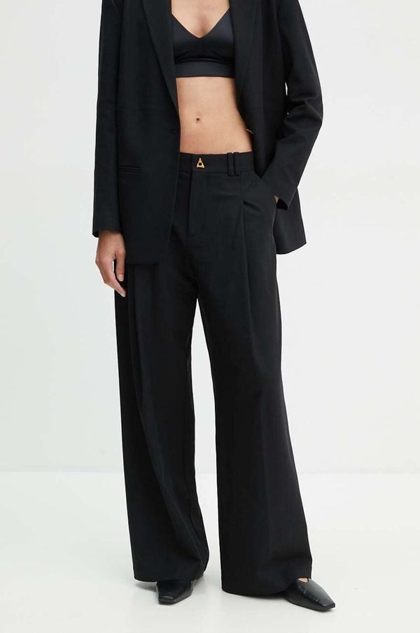 Aeron Hlače AERON za žene, boja: crna, široke, visoki struk, CRPA249474